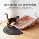 Pawise Foldable Cat Litter Box, Low Entry Collapsible Cat Litter Box with Scoop, Travel Pet Potty Pan & Anti-Splash Toilet for Kittens, Senior Cats & Disabled Cats (with Cat Teaser & Litter Mat，Pink)