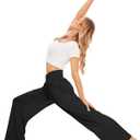 TARSE Women's Wide Leg Casual Loose Pants Yoga Sweatpants Comfy Crossover High Waisted Lounge Pajama Flowy Pants with Pockets (Black, M)