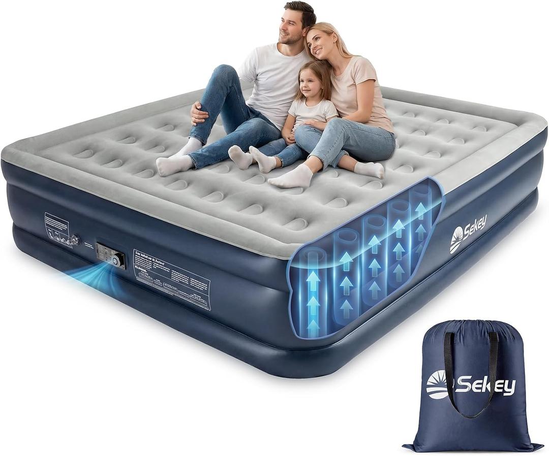 Sekey King Air Mattress with Built-in Pump, 20" Raised Blow Up Bed