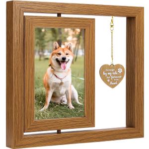 46 inch Pet Memorial Photo Frame, dog passing away gifts Rotating Wooden Picture Frame, Keepsake Remembrance Sympathy Gift for Loss of Dog or Cat