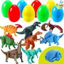 JOYIN 8 Pcs Easter Prefilled Eggs Filled with Deformable Transforming Dinosaur with Movable Joints for Easter Basket Stuffers, Kids Party Favors, Classroom Prize Supplies
