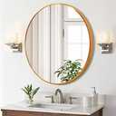 COHMJJY 23.6 Inch Circle Mirror with Brushed Metal Frame Round Bedroom Mirror Wall-Mounted Hanging Modern Decorative for Bathroom, Living Room, Bedroom, Entryway, Gold