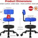 Rolling Shop Stool with Wheels, Garage Work Mechanic Stool, Blue, Round Base