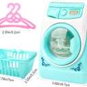 deAO Washing Machine Toy for Kids Dollhouse Furniture Pretend Play Household Appliance Realistic Sounds with Lights Laundry Play Set with Rotatable Roller for Boys Girls