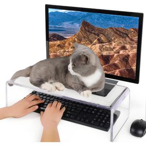 Anti-Cat keyboard cover, laptop keyboard covers cat proof, clear keyboard protector, PC Desk Stand for Keyboard Storage acrylic Monitor Stand Riser and Laptop Stand Riser (20"/7.1"/4.8")