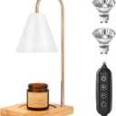 Candle Warmer Lamp for Jar Candles, White Candle Warmer Lamp with Timer 2H/4H/8H Nightstand Lamp for Bedroom (2 Wax Warmer Bulbs)