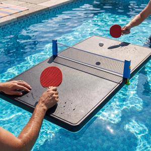 Silipull Floating Table Tennis for Pool Game, Floating Table Top with Net Set Swimming Pool Game with Paddles and Balls for Adult Summer Beach Party Outdoor Fun