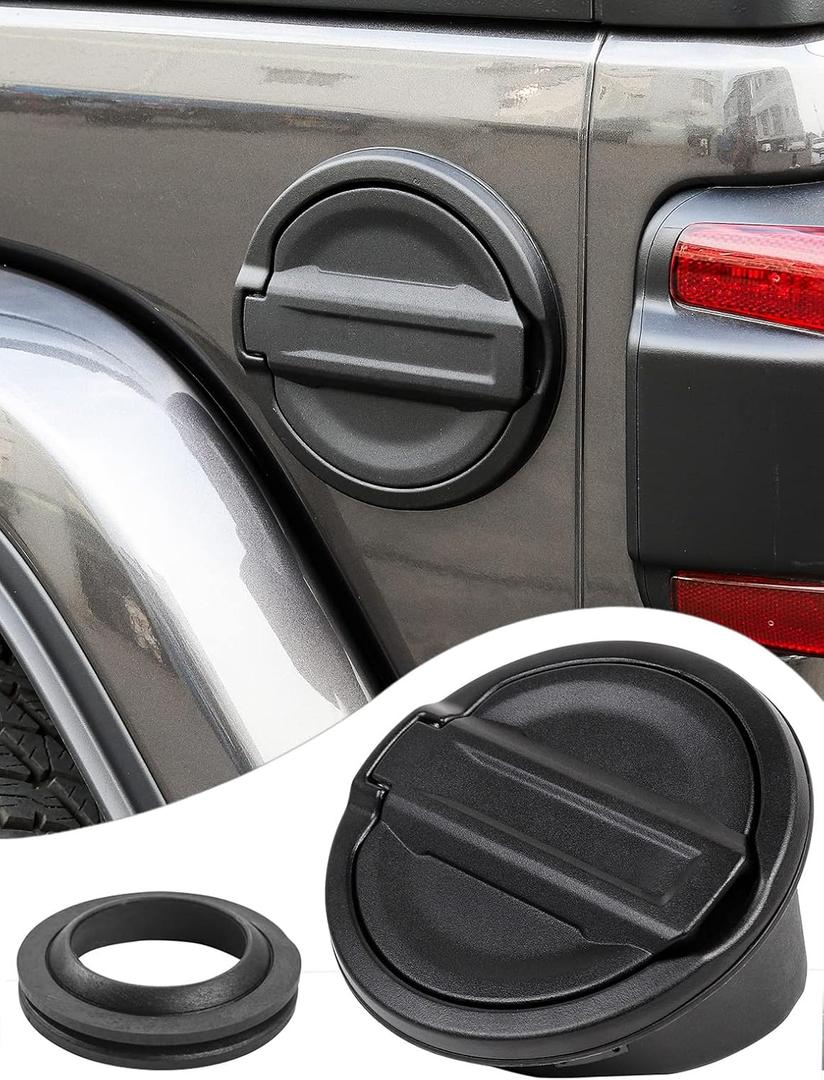 Savadicar Gas Cap Cover, Fuel Filler Tank Door Compatible with 2018-2025 Jeep Wrangler JL JLU 4xe 2 and 4 Door, ABS + Aluminum Alloy Structure, Replacement Accessories, Black