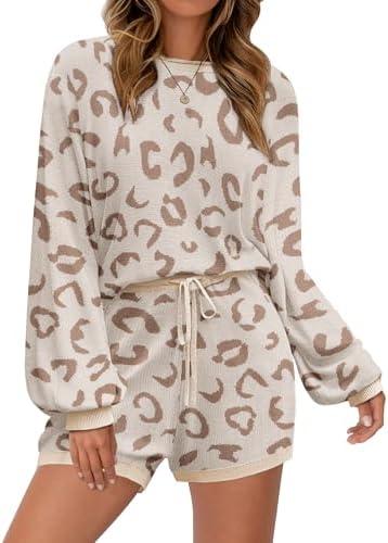 Ekouaer Knit Pajamas Set for Women Lounge Wear Sets Long Sleeve Sweatsuit Matching 2 Piece Outfits Casual Sweater,  S