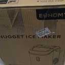 EUHOMY Nugget Ice Maker Countertop with Handle, Ready in 6 Mins, 34lbs Per Day, Removable Top Cover, Auto-Cleaning, Portable Sonic Ice Maker with Basket and Scoop, for Home/Party/RV/Camping (Black)