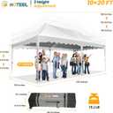 HOTEEL 10x20 Pop up Canopy Tent with 6 Removable Sidewalls, Wave Hem Roof 10x20 Canopy with Wheel Bag and 4 Sandbag, Commercial Pop up Tent Waterproof Sunshade for Market Wedding Party Stall (White)