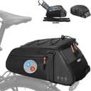 Insulated Rear Bike Rack Bag with Rain Cover, 10L Waterproof Backpack Shoulder Saddle bag for Bicycles, Reflective Cycling Seat Storage Bag for Warm or Cold Items for Camping Travel Outdoor