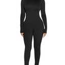BORIFLORS Long Sleeve Jumpsuit for Women Sexy Turtleneck One Piece Bodycon Rompers Clubwear, Large