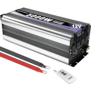 Cantonape 5000W Power Inverter 12V to 110V/120V DC to AC with LCD Display, Remote Controller and 4 x AC Outlets Car Adapter for Car Truck Boat RV Off Grid Solar System