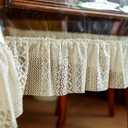SUTAVIA Clear PVC Tablecloth Lace Ruffle Edge Transparent Oilproof Rectangular Table Protector for Dining Table Kitchen Home Party Outdoor Picnic (Cream Ruffle, Oblong, 60"x104")