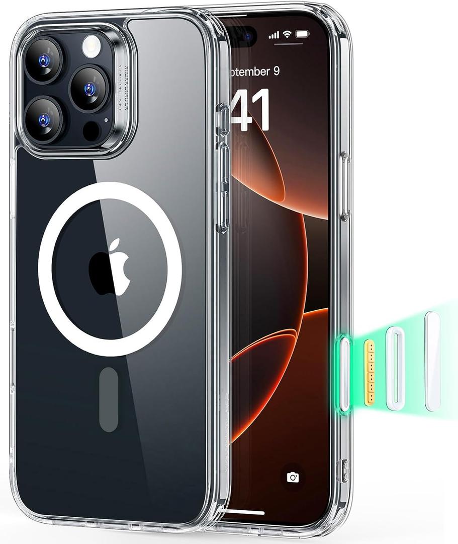 ESR for iPhone 16 Pro Max Case, Camera Control, Compatible with MagSafe, Shockproof Military-Grade Protection, Magnetic Phone Case for iPhone 16 Pro Max, Classic Hybrid Case (HaloLock), Clear | Camera Control, Shockproof, Magnetic Phone Case, HaloLock