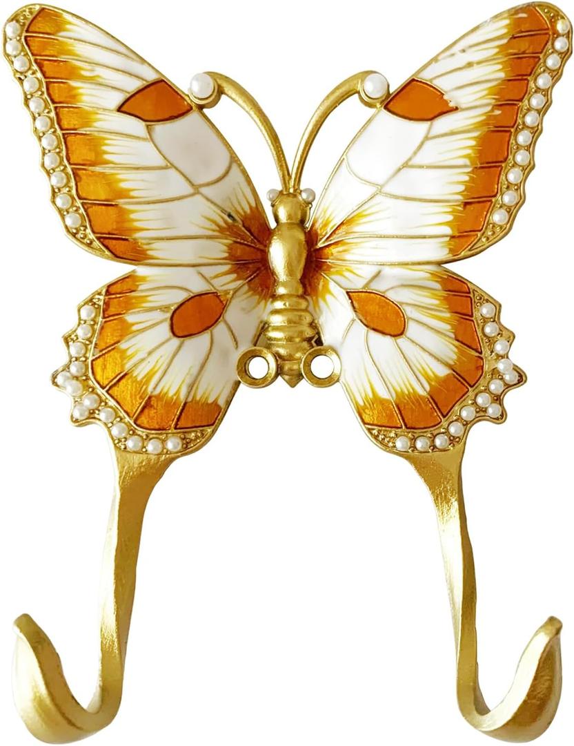 1 Pack Decorative Wall Hook, Vintage Butterfly Shaped Metal Wall Hook for Hanging Coats Clothes Keys Hats Towels
