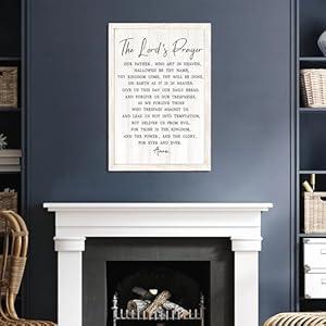 Bible Our Father Prayer Wall Art, Natural Wood Prints - Modern Home Decor for Living Room, Bedroom, Office