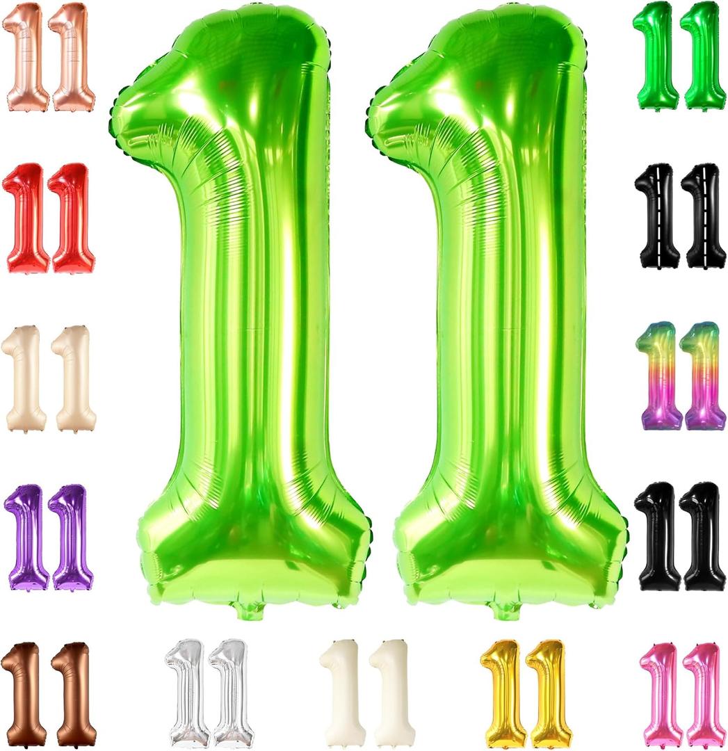 KatchOn, Light Green 11 Balloon Number - Huge, 40 Inch | Neon 11 Balloon, 11 Balloons Number Birthday | 11th Birthday Decorations For Boys Green | Lime Green Balloon 11, Neon 11th Birthday Decorations