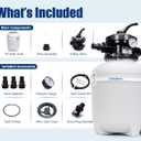 14 Inch Pool Sand Filter Tank Replacement Kit with 6-Way Multi-Port Valve and 1.25/1.5 in Hose Adapters for Compatible Above Ground Sand Filter Systems, Pump Not Included