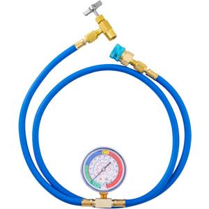 R1234YF Refrigerant Charge Hose Kit, R1234yf Quick Coupler and R1234YF Puncture Can Tap Opener 1/2’’ LH, R1234YF Refrigerant Recharge Kit with Gauge 250 PSI and 59'' Recharge Hose