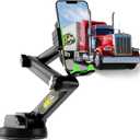 Cell Phone Mount for Truck Phone Holder for Truck Drivers - Heavy Duty Suction Cup + Dashboard Pad, iPhone Holder for Dashboard Window 16.9 inch Long, for iPhone & Samsung, Big Rig Trucker, Green