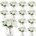 12 Sets Mason Jar Flowers Centerpiece Table Decorations,White
Faux Flowers with Vase,Artificial Peony Baby's Breath Bouquets,Farmhouse Rustic Decor,Gifts for Home Wedding Holiday