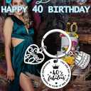 40th Birthday Gifts for Women Men Keychain Daughter Son Birthday Gift for Husband Wife 40 Year Old Birthday Gifts for Sister Brother 40 Yr Old Birthday Gifts for Best Friend Happy Birthday Key Chains (Silver, S)