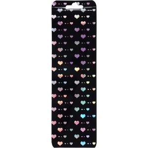 Quotidian Heat Sealable Holographic Black Heart Zip Storage Bags 2.1" x 7.3" (5.4 x 18.5cm) Pack of 100  Resealable Pouches for Lip Gloss Tube, Stick, and Toothbrush