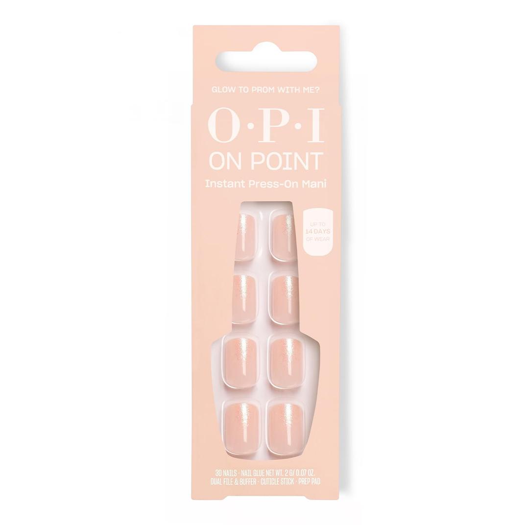 OPI On Point Press On Nails | Short Round, Squoval, Almond & Nail Art Press On Nails | 30 Count with Glue | Long Lasting, Reusable, Non-damaging