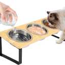 Elevated Cat Bowls with 3 Stainless Steel, 15 Tilted Raised Cat Bowl Set, for Indoor Cats for Small Cats and Puppies Pet Bowls with Stand