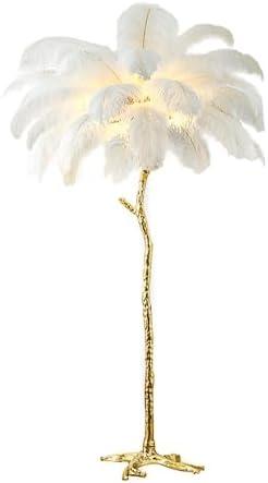 HCJIAJING White Ostrich Feather Floor Lamp, Luxury Resin Ostrich Feather Lamp,Romantic Standing Lamp for Living Room Sofa Bedside Bedroom and Office