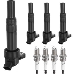 Ignition Coil Pack and Spark Plugs Kit fit for 1.8 2.0 L4 Hyundai Elantra GT Tucson, Kia Soul Forte Forte5 2012 2013 2014 2015 2016 2017 2018 2019 2020, UF651, Set of 4