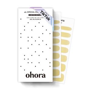 ohora Semi Cured Gel Nail Strips (N Butter Chrome) - Yellow, Chrome, Works with Any UV/LED Lamps, Salon-Quality, Long Lasting, Easy to Apply & Remove - Includes 2 Prep Pads, Nail File & Wooden Stick