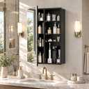 MemoCastle 20x26 Medicine Cabinet with Mirror, 6 Adjustable Tempered Glass Shelves, Matte Black Aluminum Bathroom Storage, Soft-Close DTC Hinges, Surface or Recessed Mount, Tempered Beveled Mirror