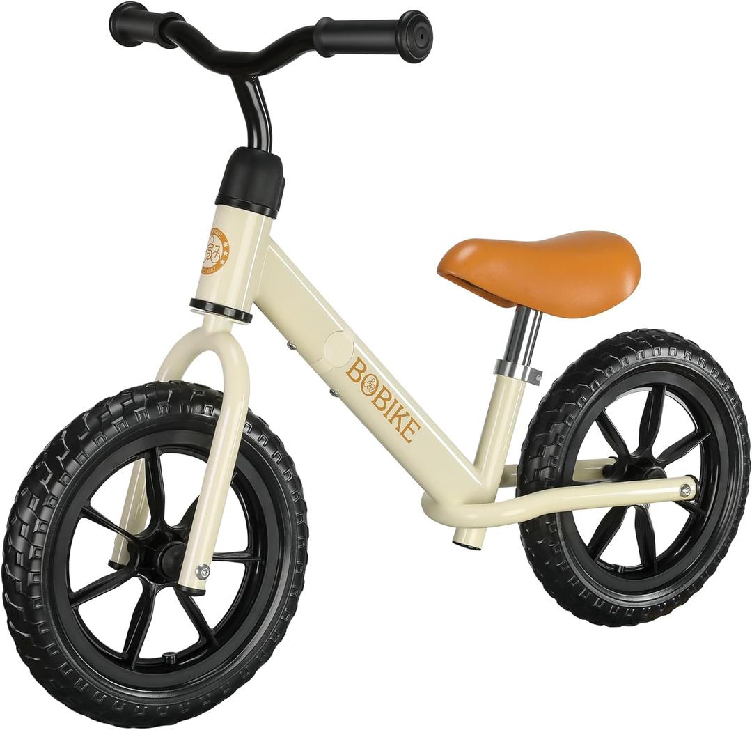 Bobike Toddler Balance Bike Toys for 2 to 5 Year Old Girls Boys Adjustable Seat and Handlebar No-Pedal Training Bike Best Gifts for Kids (White)