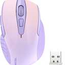 TECKNET Wireless Mouse, 2.4G Ergonomic Optical Mouse, Computer Mouse for Laptop, PC, Computer, Chromebook, Notebook, 6 Buttons, 24 Months Battery Life, 2600 DPI, 5 Adjustment Levels, Gradient Lavender