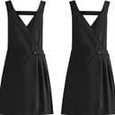 Vintage Apron Dress for Women with Pockets Fashion Cute Art Chef Aprons for Kitchen Cooking Baking Gardening (Black,black)