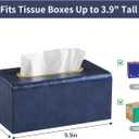 PU Leather Tissue Box Cover Rectangular Tissue Box Holder for Boxes Up to 3.9" Tall, Decorative Rectangle Tissue Cover for Bathroom Living Room Car Office (Navy Blue)