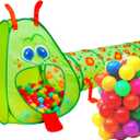 Kiddey Caterpillar Kids Play Tunnel and Tent with 50 Balls 2 Pc. Crawl Through Baby Ball Pit Pop up for Toddler and Babies, Indoor & Outdoor Jungle Gym Party Gift | Crawling Tunnels & Tents