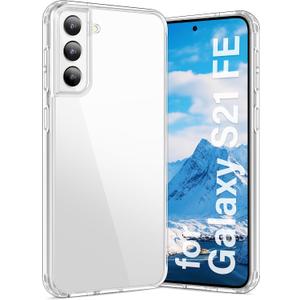 Vakoo Case for Samsung Galaxy S21 FE 5G | Clear Anti-Yellowing, Hard Back, Military-Grade Drop Protection, Supports Wireless Charging - Transparent