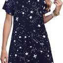 JollieLovin Plus Size Summer T-Shirt Casual Dresses for Curvy Women Flowy Swing, X