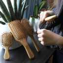 SAMEBUTECO Bamboo Hair Brush Set 4 Styles Paddle Detangling Brushes for Thick, Thin, Curly, and Dry Hair Women and Girls Hair Message Brushes 2 Indoor Used 2 Outdoor Used Travel portable