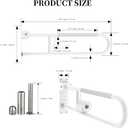 Toilet Grab Bar 30.3 Inch, YuanDe White Anti-Slip Support Rail, U Shaped Flip-Up Grab Bar with Paper Holder, Stainless Steel Knurled Handicap Safety Handrails for Disabled Elderly Pregnant