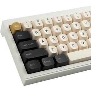 Double Shot PBT Keycaps,171 Keys YMK Profile Keycaps Classic Black & White Gold Custom Dye-Sub Retro Keycap Set for Cherry MX Switches ISO/ANSI UK Layout Mechanical Gaming Keyboard(Black White Gold)