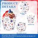 AnyDesign 200Pcs Patriotic July 4th Tulip Cupcake Liners Muffin Baking Cups Red Blue White Stars Fireworks Cupcake Wrappers for 250th Anniversary Independence Day Party Supplies Table Decor