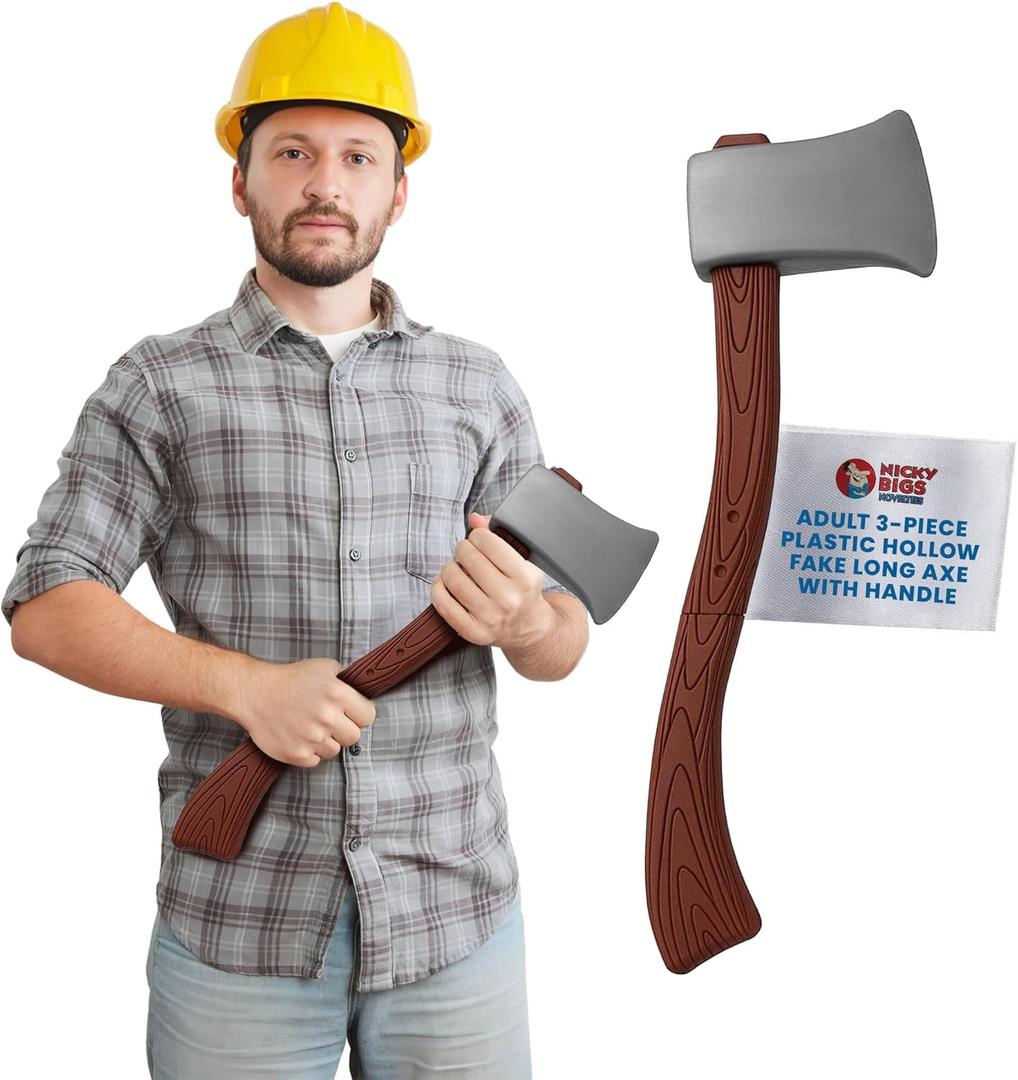 Nicky Bigs Novelties Fake Axe Prop 24 Inchs Long Lumberjack Halloween Costume Accessories Plastic Weapons Felling Ax Adults