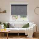 Grandekor No Drill No Tools Blackout Roller Shades - 32.5"x72" Hemp-Dark Gray | Free-Stop Cordless Blinds with UV Protection | Custom Fit for Home, Bedroom, Office, Living Room