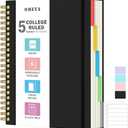 Spiral Notebook 8.5" x 11", 5 Subject Notebooks College Ruled with Removable Dividers, 300 Pages 100GSM Thick Spiral Writing Journal for Women & Men, Large A4 Lined Journal Notebooks for Work, School