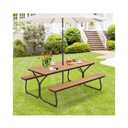 6 ft. Outdoor Picnic Table Bench Set for 6-8 People, Brown (Only Frame)
